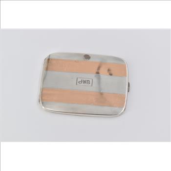 Sterling Silver 14k Gold Inlay Monogram Vintage Cigarette Case