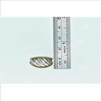 Sterling Silver 14k Gold Puffy Twist Graduated Band Ring, Size 7.25