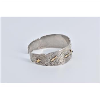 Sterling Silver 14k Gold Tourmaline Geometric Statement Cuff Bracelet 6.5