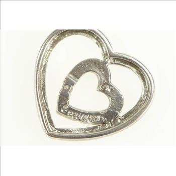 Sterling Silver 14k Gold Two Tone Diamond Hearts Love Pendant