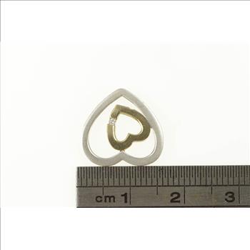 Sterling Silver 14k Gold Two Tone Diamond Hearts Love Pendant