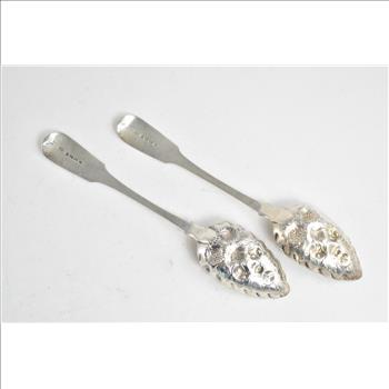 Sterling Silver 1824 Joseph Hicks Exeter Georgian Berry Spoons (2 pcs)