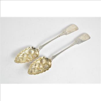 Sterling Silver 1824 Joseph Hicks Exeter Georgian Berry Spoons (2 pcs)