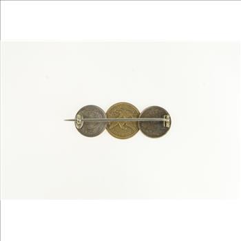 Sterling Silver 1857-97 US Canadian Coin Solid Gold Pin/Brooch