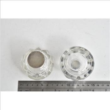 Sterling Silver 1862 Birmingham John Clemmens Crystal Inkwell Set (2 pcs)