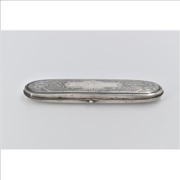Sterling Silver 1870's Engraved Ornate Oval Cigar Case