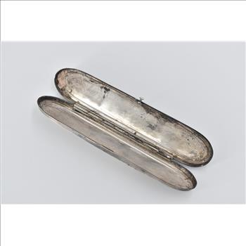 Sterling Silver 1870's Engraved Ornate Oval Cigar Case