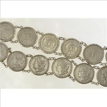Sterling Silver 1879-1921 Morgan Silver Dollar Coin Belt