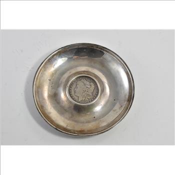 Sterling Silver 1881 Morgan Silver Dollar Coin Ash Tray