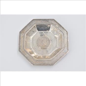 Sterling Silver 1883 Peruvian 1 Sol Coin Candy Bowl