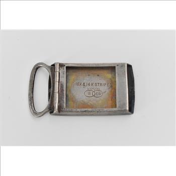 Sterling Silver 18k + 14k Striped Vintage Monogram Ornate Belt Buckle