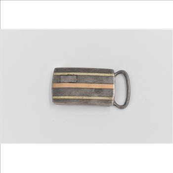 Sterling Silver 18k + 14k Striped Vintage Monogram Ornate Belt Buckle