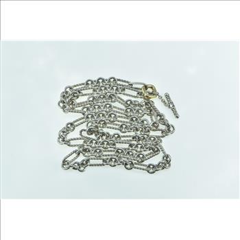 Sterling Silver 18k Gold David Yurman Designer Chain Necklace 33