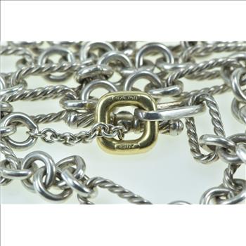 Sterling Silver 18k Gold David Yurman Designer Chain Necklace 33