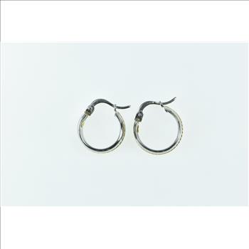 Sterling Silver 18k Gold Rope Trim 15.1mm Statement Hoop Earrings