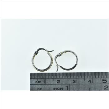 Sterling Silver 18k Gold Rope Trim 15.1mm Statement Hoop Earrings