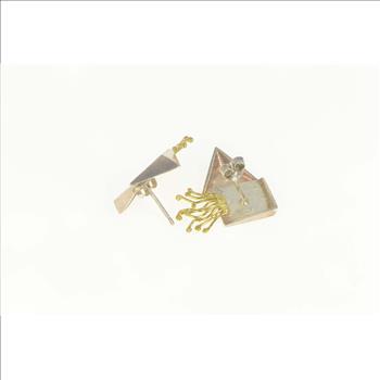 Sterling Silver 18k Two Tone Abstract Geometric House Earrings