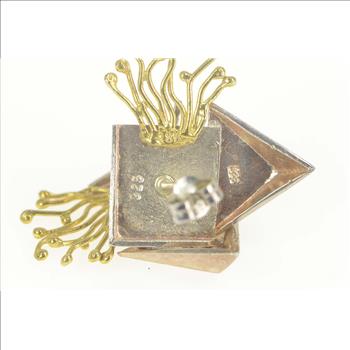 Sterling Silver 18k Two Tone Abstract Geometric House Earrings