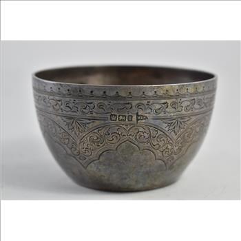 Sterling Silver 1900 Walker & Hall Floral Engraved Ornate Bowl Cup