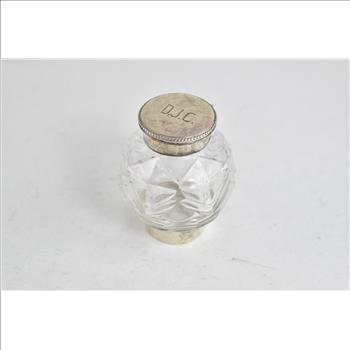 Sterling Silver 1904 Charles Stuart Harris London Cut Crystal Inkwell