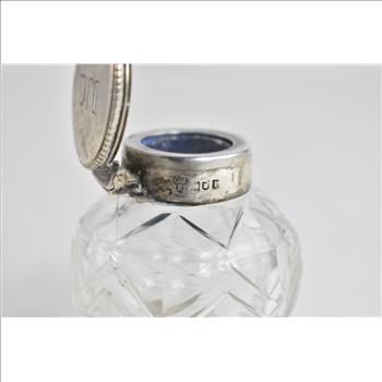 Sterling Silver 1904 Charles Stuart Harris London Cut Crystal Inkwell