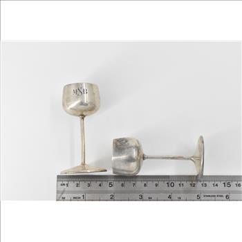 Sterling Silver 1913 Hamilton & Co Monogram Stem Wine Goblet Set (5 pcs)