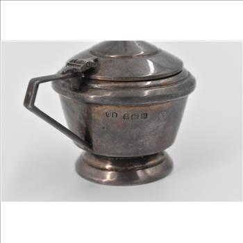 Sterling Silver 1936 George Boot Cobalt Glass Lidded Salt Cellar