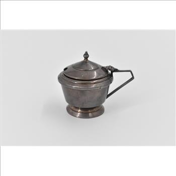 Sterling Silver 1936 George Boot Cobalt Glass Lidded Salt Cellar