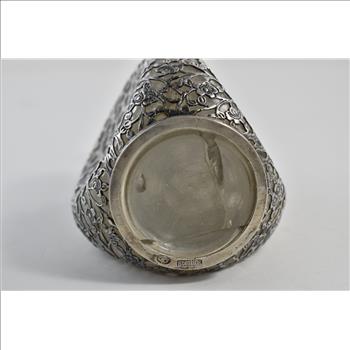 Sterling Silver 1940's Flower Three of Life Filigree Pinch Bottle