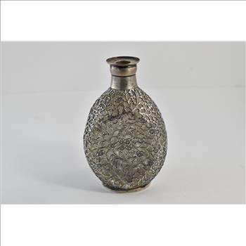 Sterling Silver 1940's Flower Three of Life Filigree Pinch Bottle