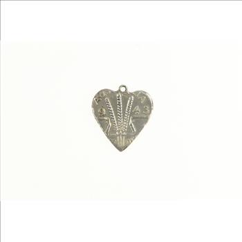 Sterling Silver 1943 Australian Coin Love Token Heart Charm/Pendant