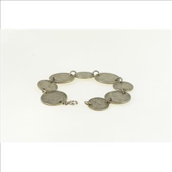 Sterling Silver 1944 D 10 20 Centavo Philippines Coin Bracelet 6.75