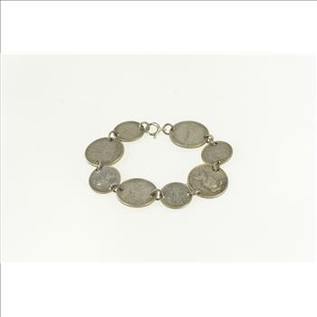 Sterling Silver 1944 D 10 20 Centavo Philippines Coin Bracelet 6.75