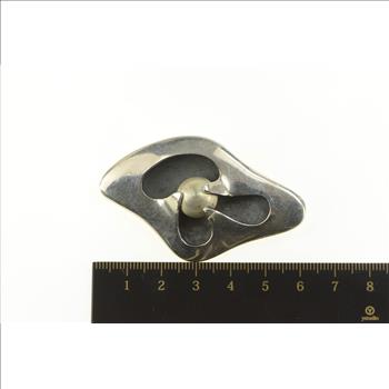 Sterling Silver 1950's Abstract Designer Curvy Statement Pin/Brooch