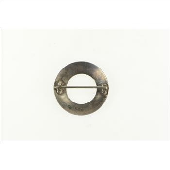 Sterling Silver 1960's Vintage Enamel Circle Round Pin/Brooch