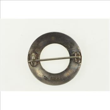 Sterling Silver 1960's Vintage Enamel Circle Round Pin/Brooch