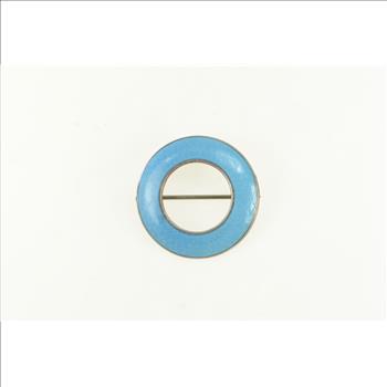 Sterling Silver 1960's Vintage Enamel Circle Round Pin/Brooch