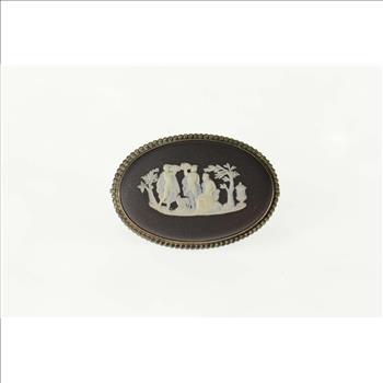 Sterling Silver 1969 Wedgewood Greek Myth Scene Cameo Pin/Brooch
