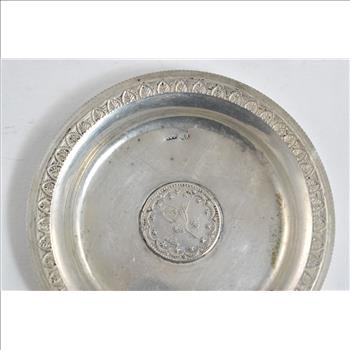 Sterling Silver 20 Kurush Turkish Coin Vintage Plate Dish