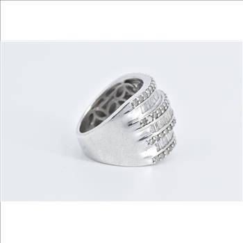 Sterling Silver 2.00 Ctw Layered Diamond Row Statement Band Ring, Size 7