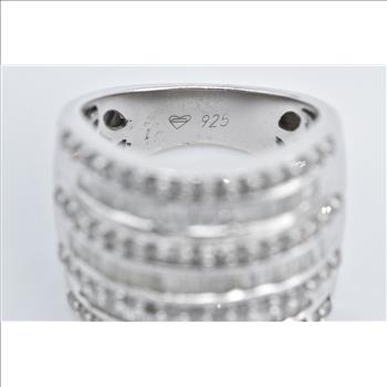 Sterling Silver 2.00 Ctw Layered Diamond Row Statement Band Ring, Size 7