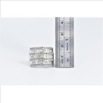 Sterling Silver 2.00 Ctw Layered Diamond Row Statement Band Ring, Size 7