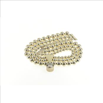 Sterling Silver 35.5mm Tiered Round Beaded Geometric CZ Necklace 15