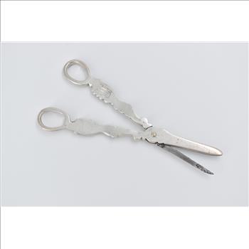 Sterling Silver A E Warner Ornate Floral Grape Scissors