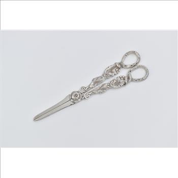 Sterling Silver A E Warner Ornate Floral Grape Scissors