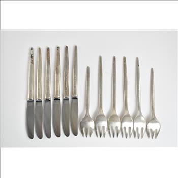 Sterling Silver A Michelsen Tulip Flatware Partial Fork & Knife Set