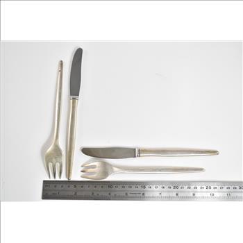 Sterling Silver A Michelsen Tulip Flatware Partial Fork & Knife Set
