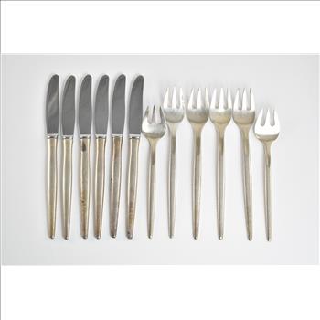 Sterling Silver A Michelsen Tulip Flatware Partial Fork & Knife Set