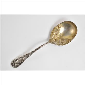 Sterling Silver A Stowell & Co. 1850's Floral Casserole Serving Spoon