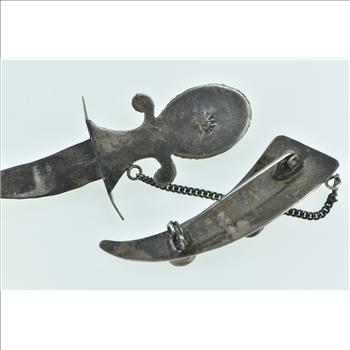Sterling Silver Agate Articulated Turkish Dagger Chain Pin/Brooch